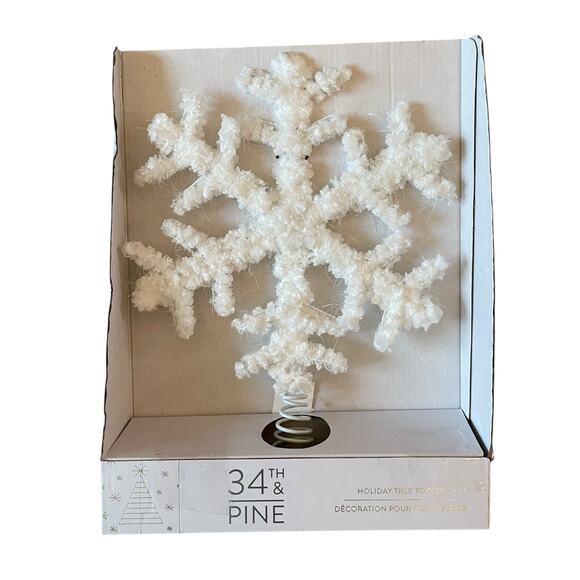 34th & Pine SNOWFLAKE Christmas Tree Topper 13.5X9 White NEW - Picture 3 of 6